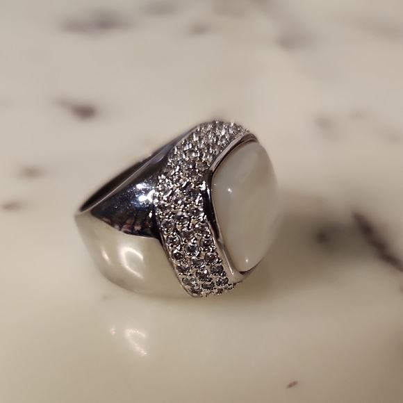 18KGP Sterling Silver | Mother Peal Ring Sz 7 - Picture 5 of 9